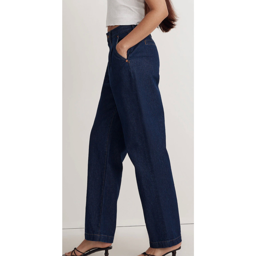 Madewell Baggy Straight Jeans in Woodham Wash: Pleated Edition Size 28 - Picture 2 of 14